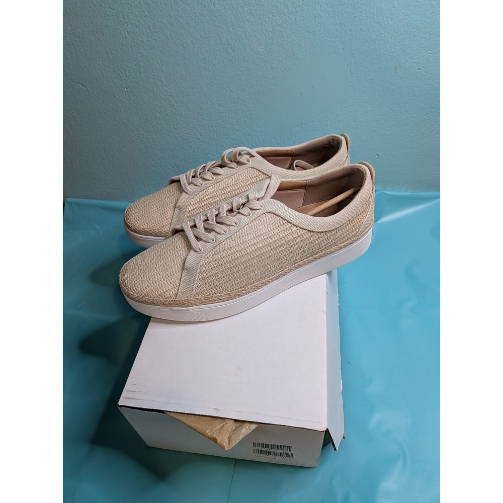 FitFlop Rally Woven Raffia Sneakers Beige BK9-031 Womens Size 11 EU 43